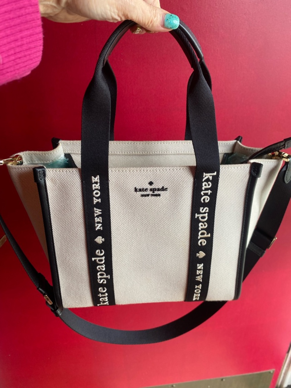 Kate Spade Kip Small Satchel Crossbody  Elegant Neutral and Black Trim